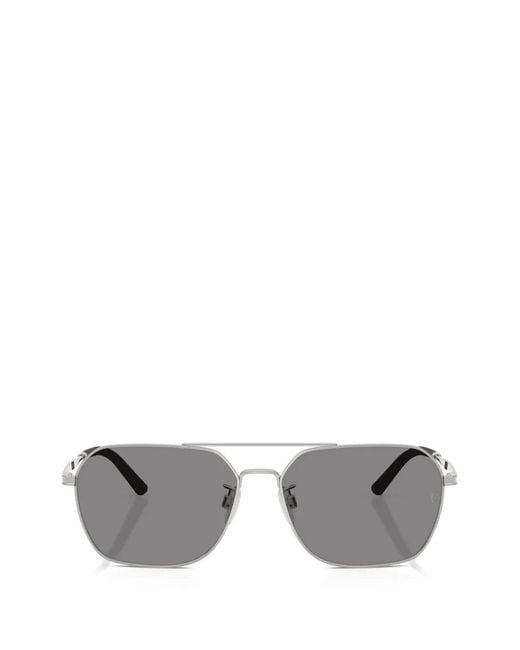 Oliver Peoples Gray Lunettes De Soleil À Monture Géométrique R-17 À Double Pont