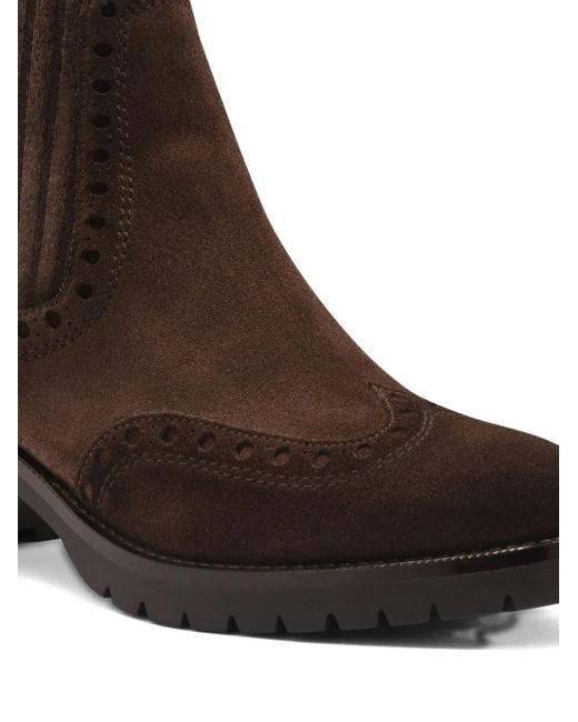 Santoni Brown Suede Wingtip Boots