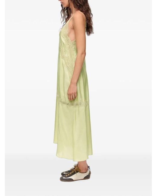 Bimba Y Lola Green Lime Lace-Trim Slip Dress