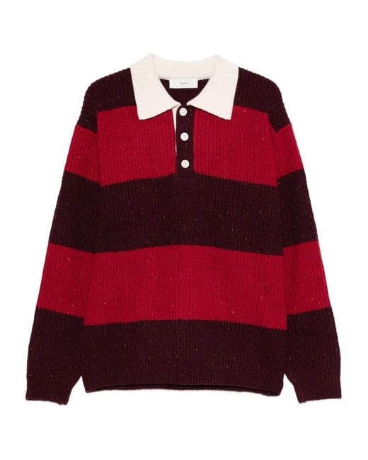 Pull Rayé À Col Polo DUNST en coloris Red