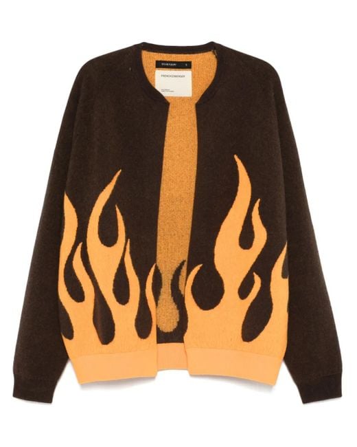 Frenckenberger Black Flame-Jacquard Cardigan