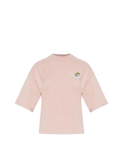 DIESEL Pink T-Cropyn Embroidered-Logo T-Shirt