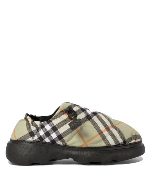 Burberry Natural Quilted-Check Heeled Mules
