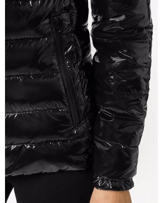 Philipp Plein Black High-Shine Hooded Down Jacket