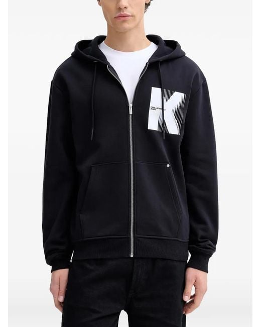 Karl Lagerfeld Black K-Detail Hoodie for men