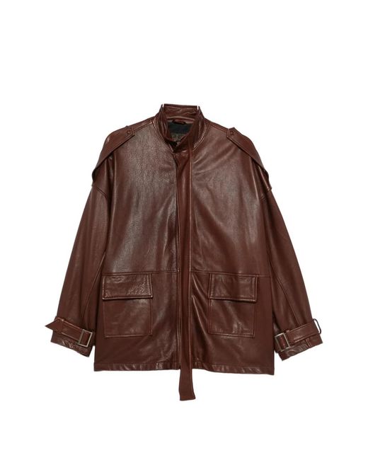 Giorgio Brato Brown Leather Zip-Up Jacket