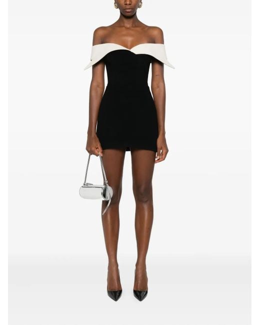 Vestiaire d'un Oiseau Libre Black Off-Shoulder Collared Mini Dress
