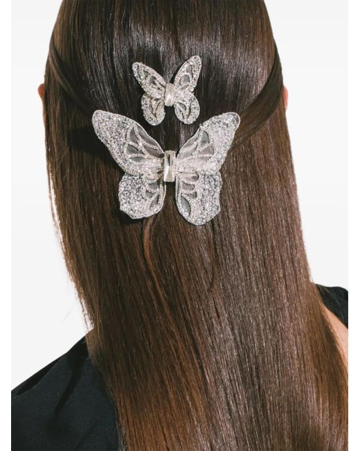 Jennifer Behr Natural Abbie Crystal Butterfly Hair Clip