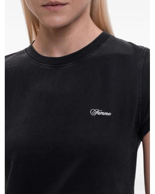Vetements Black Logo-Embroidered T-Shirt