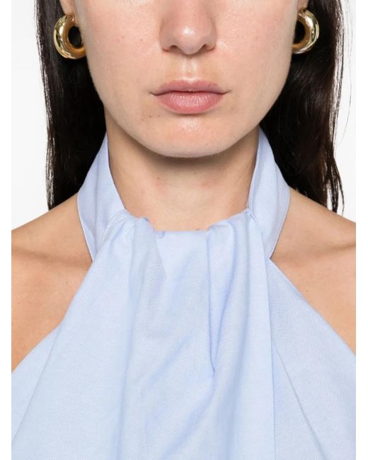 St. Agni White Oxford Halter Tie-Back Top