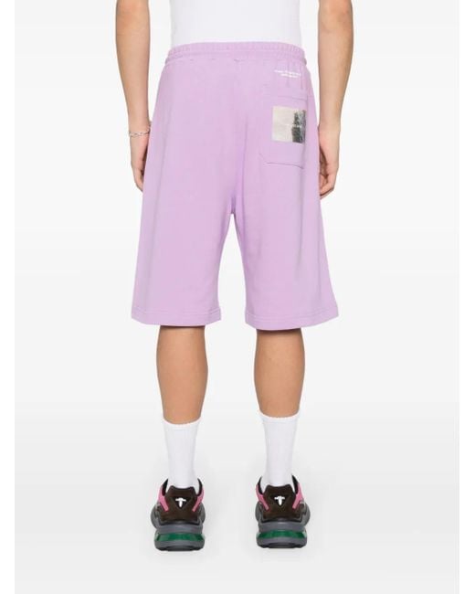 MSGM Purple Drawstring Track Shorts