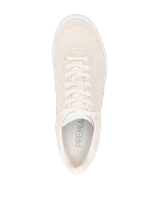 Premiata White Knitted Panelled Sneakers