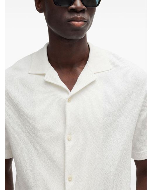 Chemise en coton à manches courtes Boss pour homme en coloris White