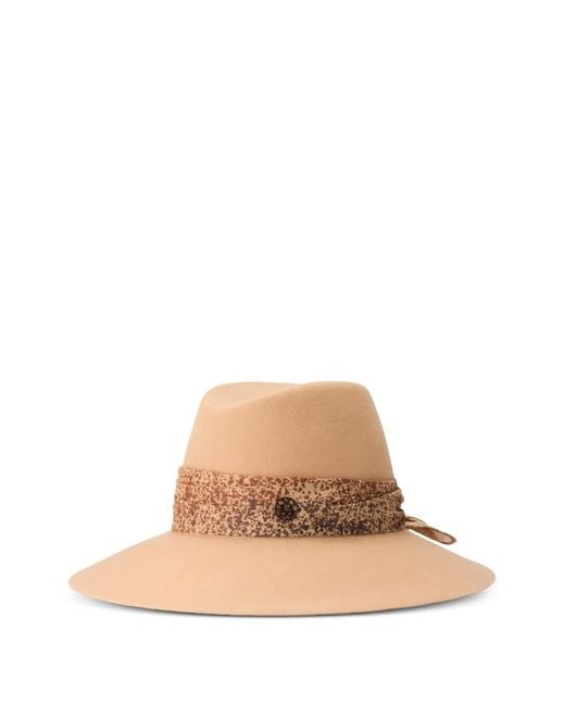 Maison Michel Natural Kate Leopard-Print Wool Hat