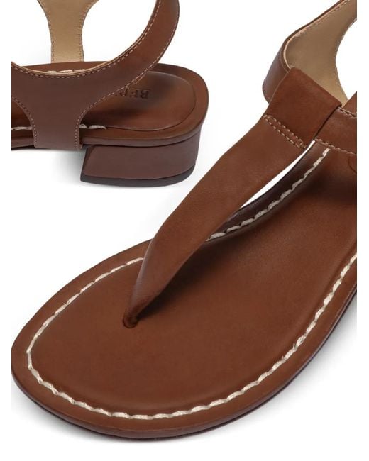 Bernardo Brown Goyara Buckle T-Strap Sandals