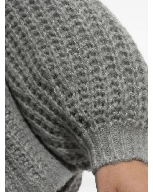 Lisa Yang Gray Thena Chunky-Knit Cardigan