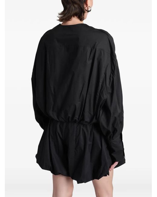 Thelatest Black Diana Pleated Puff-Sleeve Blouse