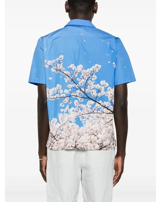 Orlebar Brown Blue Maitan Floral-Print Shirt for men