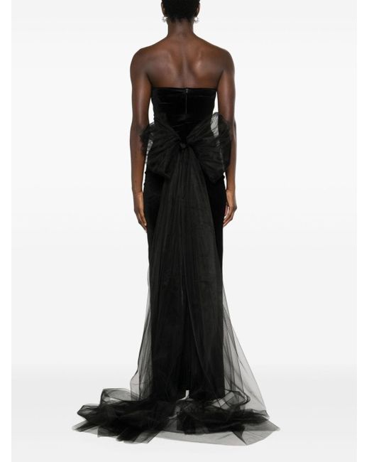 Atu Body Couture Black Bow-detail Velvet Midi Dress
