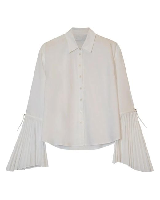 Jonathan Simkhai White Jordy Pleat-Detailing Shirt