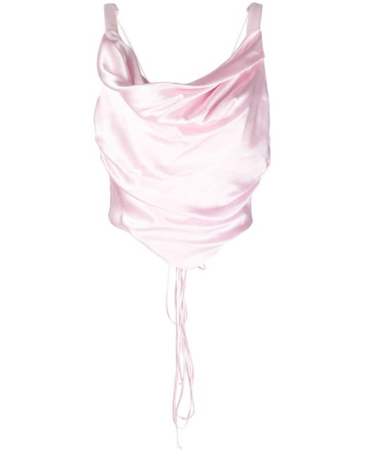 MANURI Pink Lilly Silk-blend Corset Top