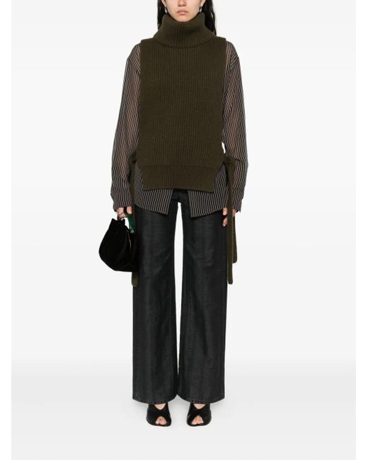Uma Wang Green High-Neck Knitted Top