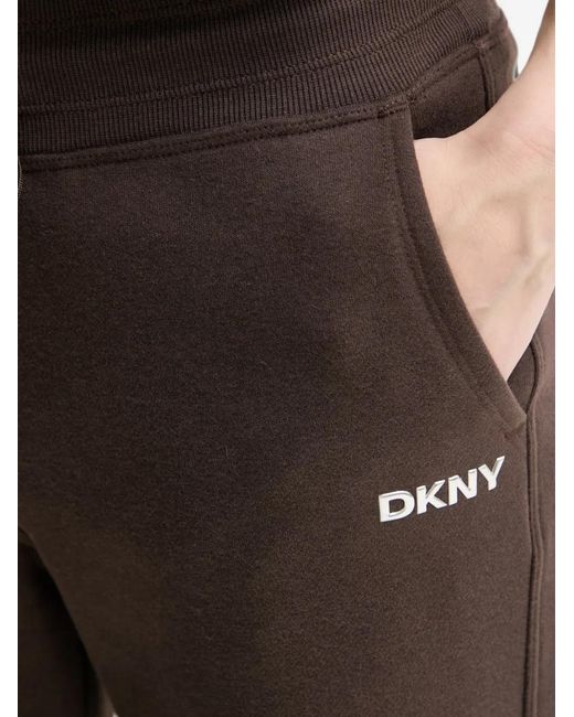 DKNY Brown Logo-Plaque Drawstring Track Pants