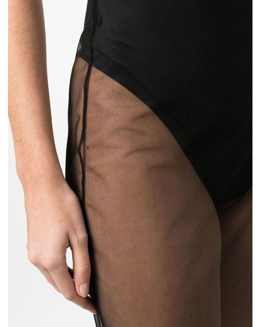 Saint Laurent Black Sheer-panel High-waisted Skirt