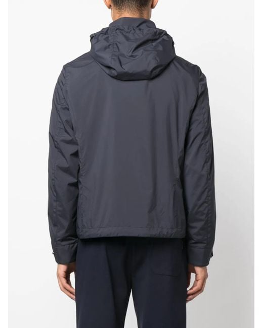 Moorer Blue Long-Sleeved Hooded Jacket for men