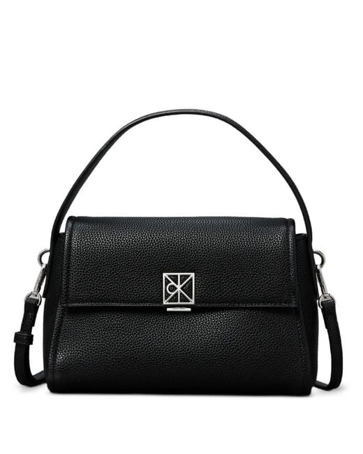 Calvin Klein Black Logo-Plaque Pebbled Cross Body Bag