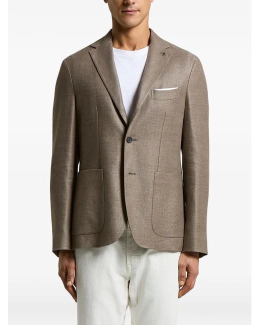 Peserico Brown Button Pocket Blazer for men