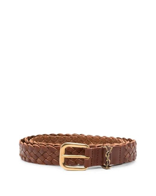 Saint Laurent Brown Braided Leather Belt for men