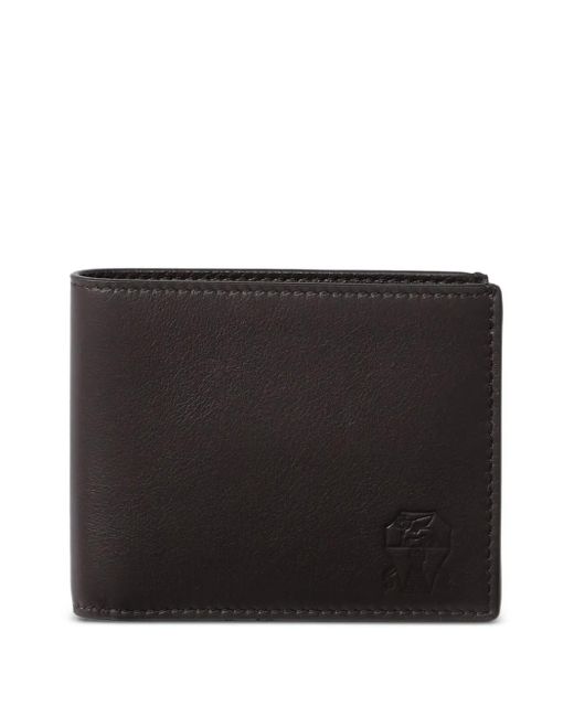 Brunello Cucinelli Black Logo-Embossed Leather Wallet for men