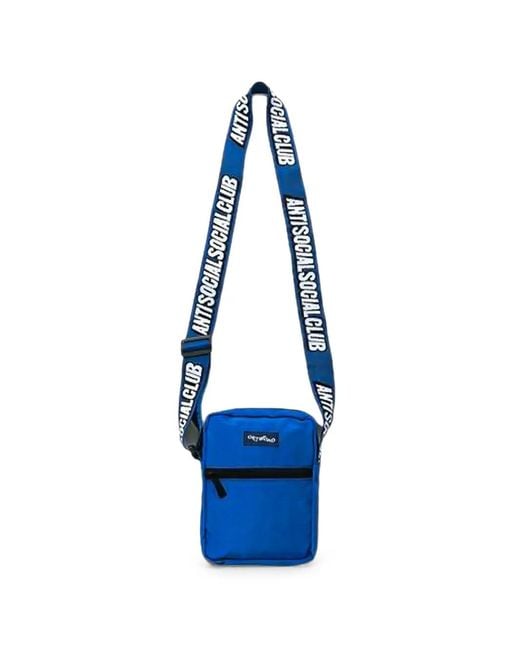 ANTI SOCIAL SOCIAL CLUB Blue Logo-Print Messenger Bag for men