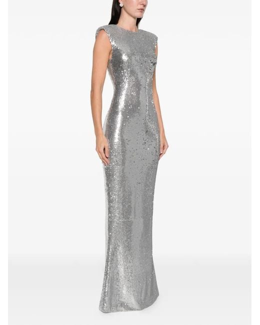 SILK LOVE & LACE Gray Jamila Sequin Maxi Dress