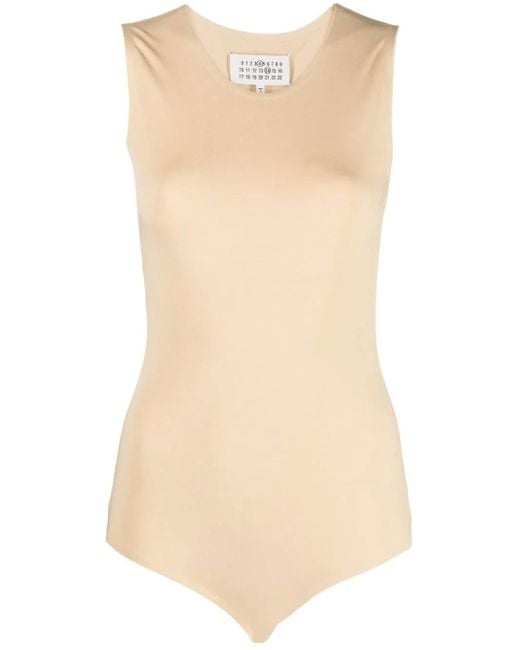 Maison Margiela Natural Round-Neck Sleeveless Bodysuit