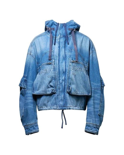 Alexander Wang Blue Hooded Denim Jacket