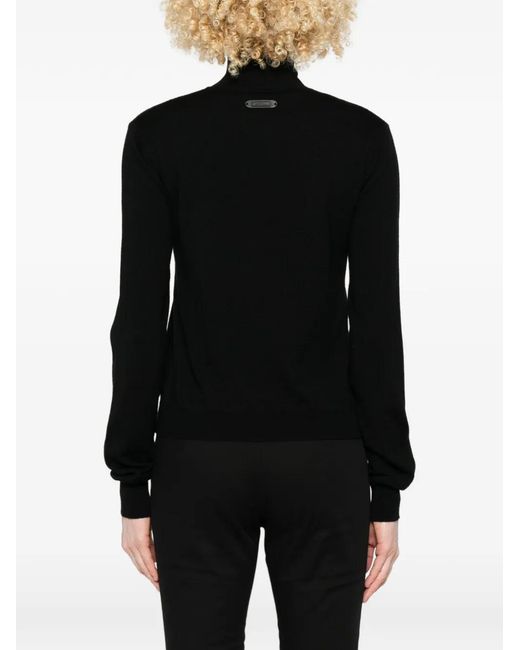 Moschino Black Buttoned Turtleneck Cardigan