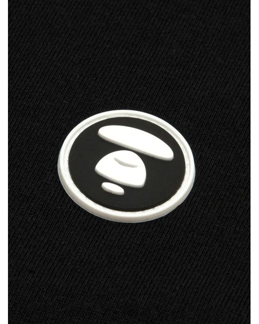 Aape By A Bathing Ape Black Aapenow Moonface Logo-Patch T-Shirt for men