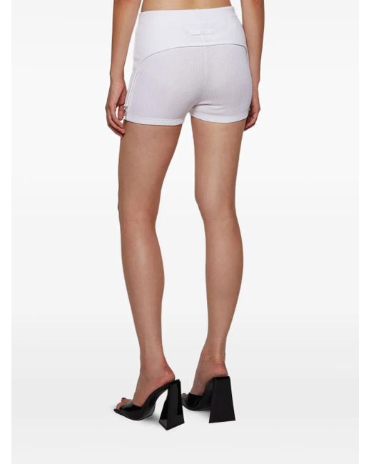 Jean Paul Gaultier White Ribbed Garter Cotton Shorts