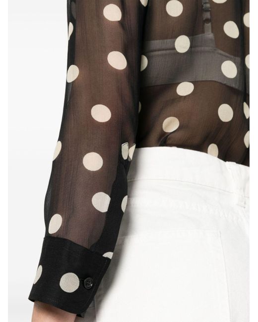 Stella McCartney Black Georgette-Hemd mit Polka Dots