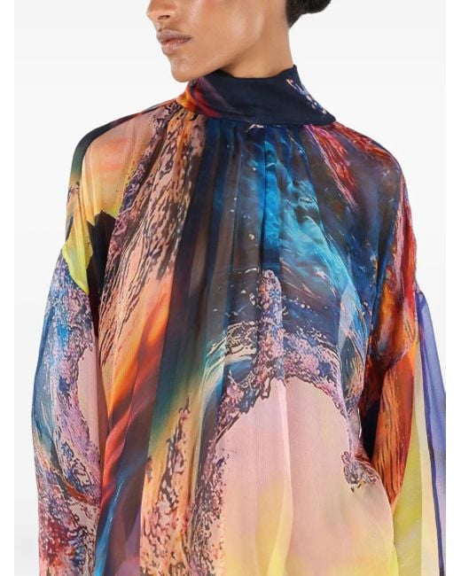Roberto Cavalli Blue Printed Dress