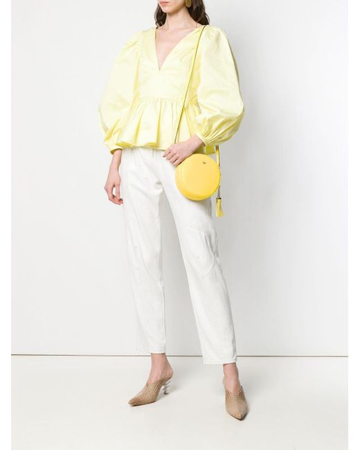 Michael Kors Greenwich Small Bucket Crossbody Yellow White Plaid