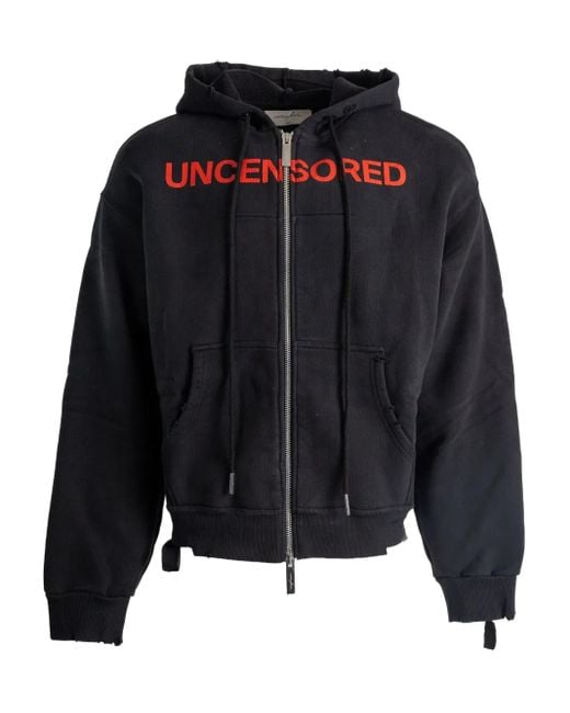 MATIERES FECALES Black Kapuzenjacke mit Reißverschluss
