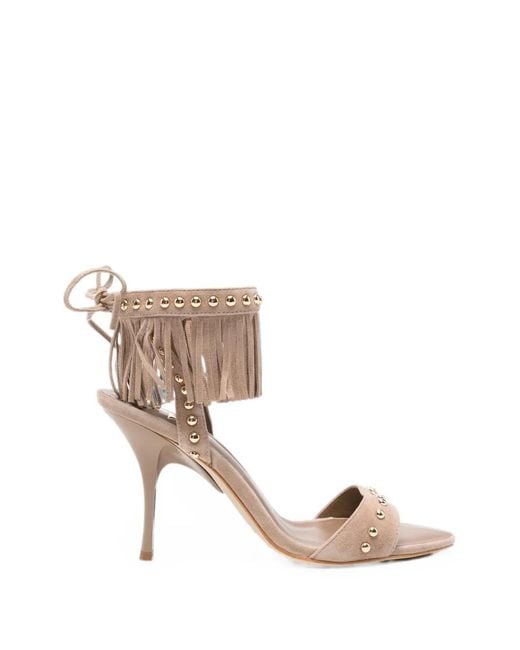 Marc Ellis Natural Fringed Stud-Embellished Sandals