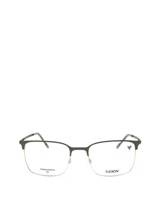 Flexon White Rectangle-Frame Glasses for men