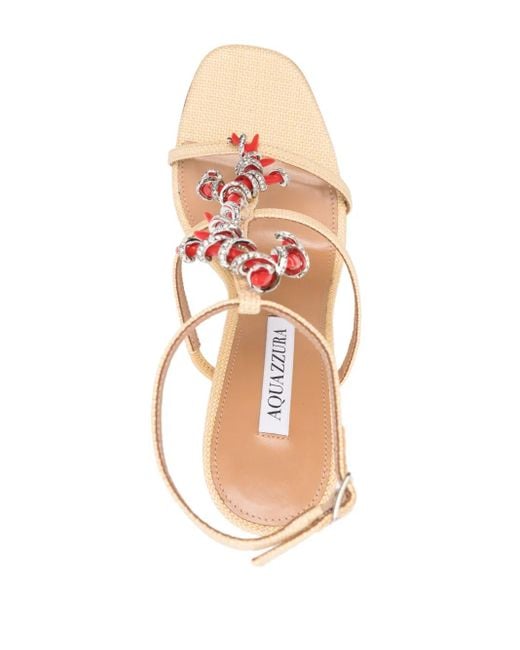 Aquazzura Pink Capri Crush 105Mm Raffia Sandals
