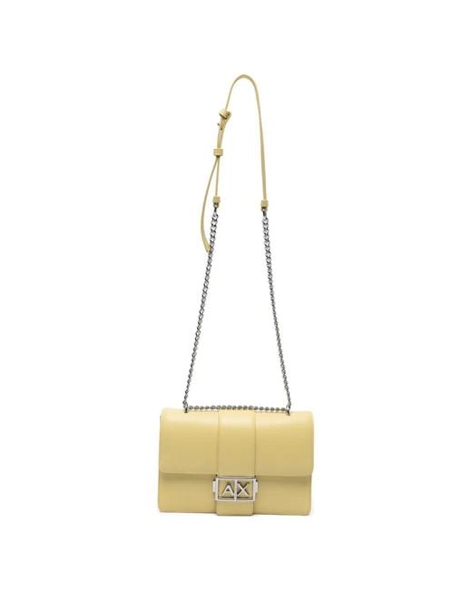 ARMANI EXCHANGE Metallic Logo-Buckle Leather Shoulder Bag
