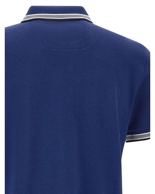 Boss Blue Paddy Striped Trim Polo Shirt for men