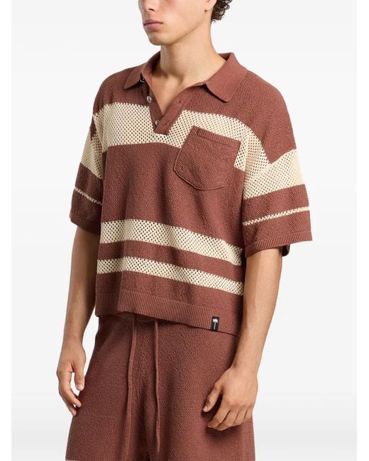 Palm Angels Brown Palm Type Loose-Knit Polo for men
